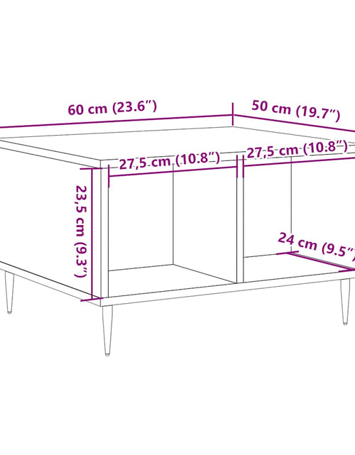 Încărcați imaginea în vizualizatorul Galerie, Măsuță cafea, stejar artizanal, 60x50x36,5 cm, lemn prelucrat
