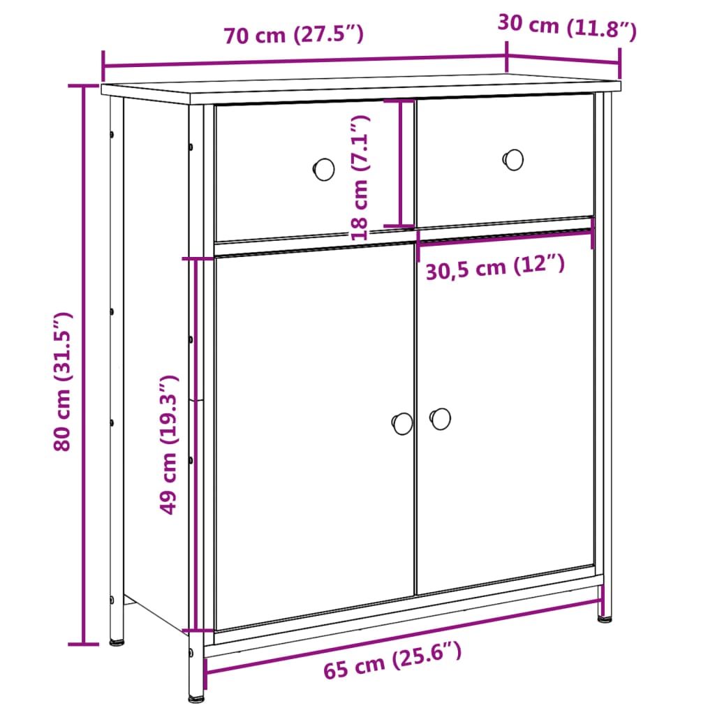 Dulap, stejar artizanal, 70x41x56 cm, lemn prelucrat