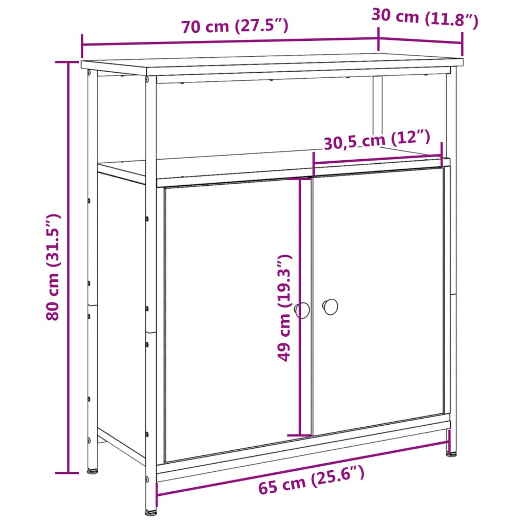 Servantă, lemn vechi, 70x30x80 cm, lemn prelucrat