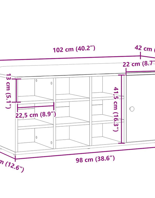 Загрузите изображение в средство просмотра галереи, Bancă de pantofi,lemn vechi, 102x32x50 cm, lemn prelucrat
