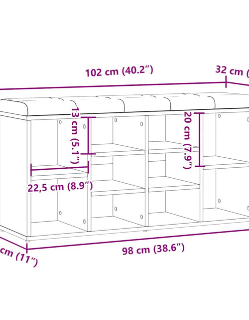 Încărcați imaginea în vizualizatorul Galerie, Bancă de pantofi stejar artizanal 102x32x50 cm lemn prelucrat
