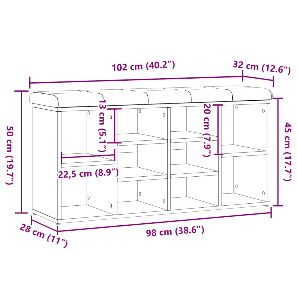 Bancă de pantofi stejar artizanal 102x32x50 cm lemn prelucrat