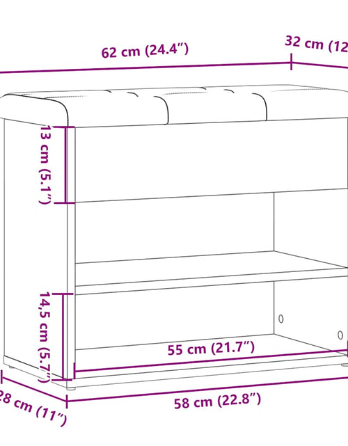 Încărcați imaginea în vizualizatorul Galerie, Banchetă pantofar stejar artizanal 62x32x50 cm lemn prelucrat
