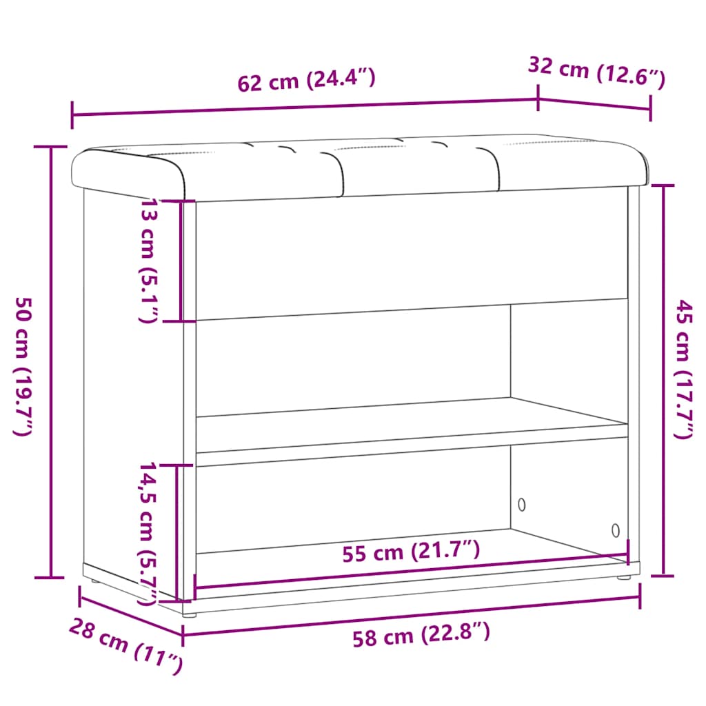 Banchetă pantofar stejar artizanal 62x32x50 cm lemn prelucrat