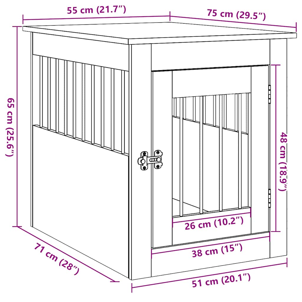 Mobilier ladă pentru câini Lemn vechi 55x75x65cm Lemn prelucrat