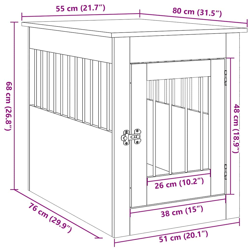 Mobilier ladă pentru câini Lemn vechi 55x80x68cm Lemn prelucrat