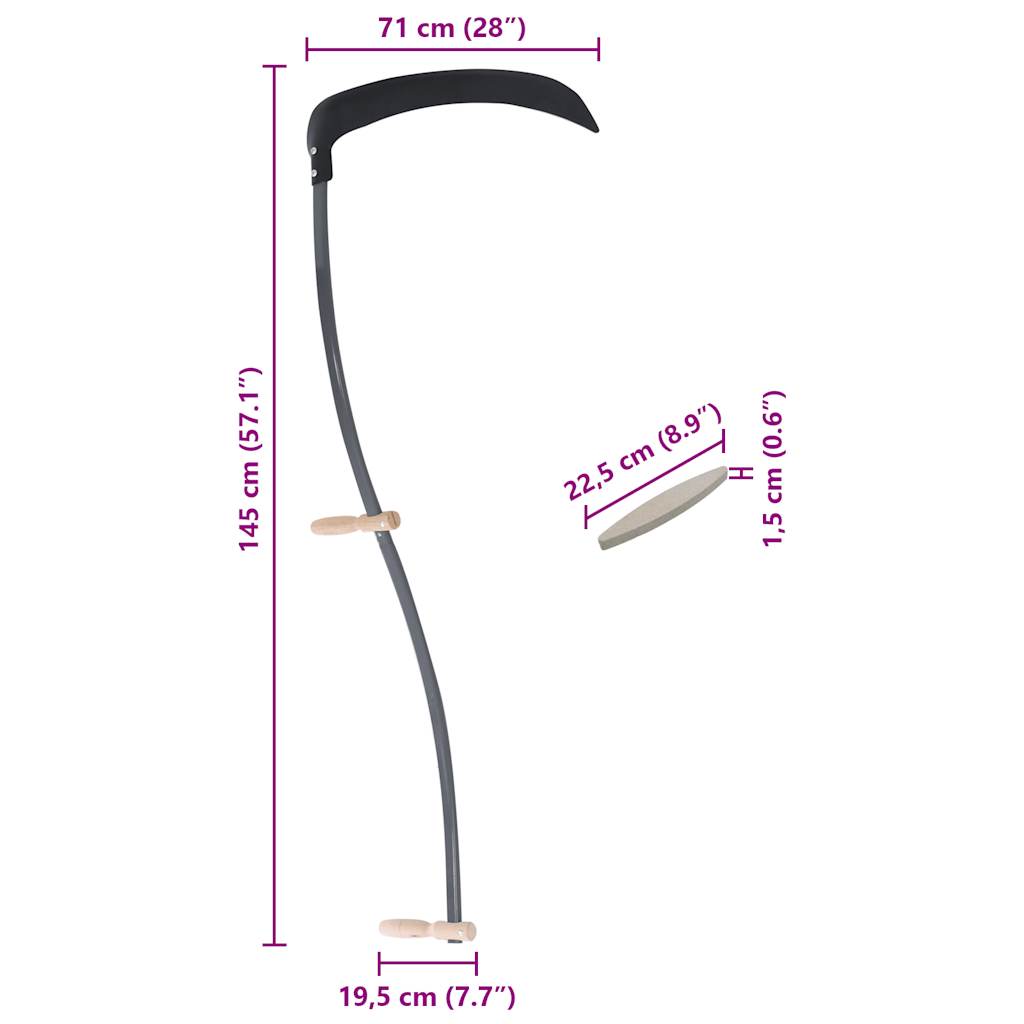 Coasă cu piatră de șlefuit 145 cm