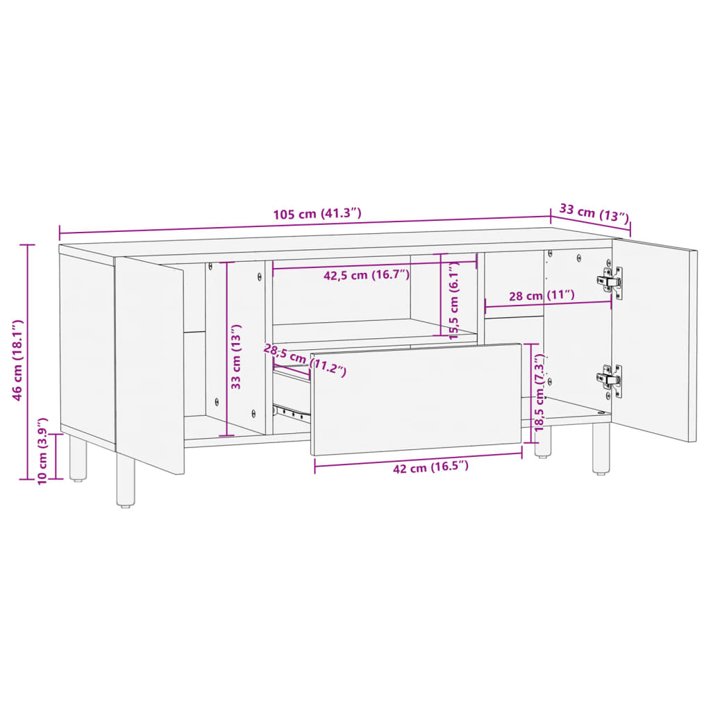 Dulap TV, negru, 105x33x46 cm, lemn prelucrat