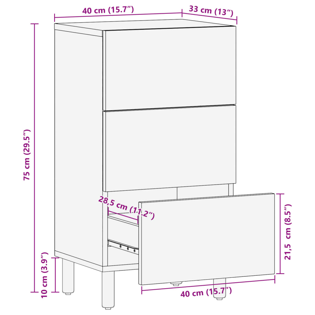 Dulap, negru, 40x33x75 cm, lemn prelucrat