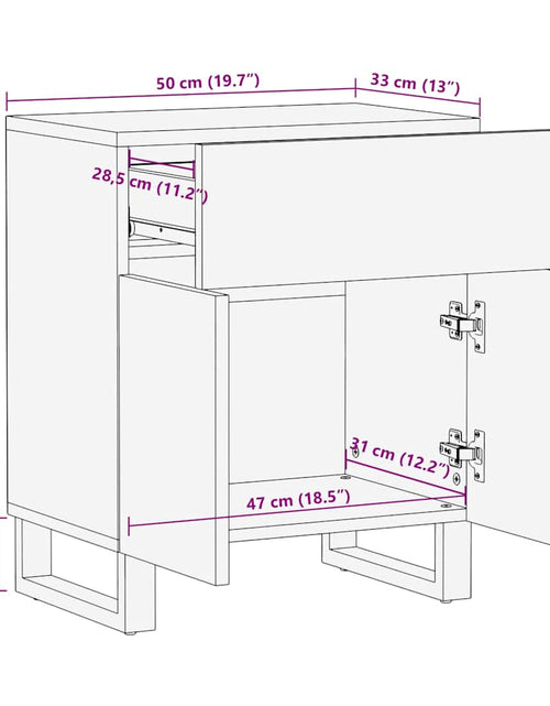 Încărcați imaginea în vizualizatorul Galerie, Noptieră, negru, 50x33x60 cm, lemn masiv de mango
