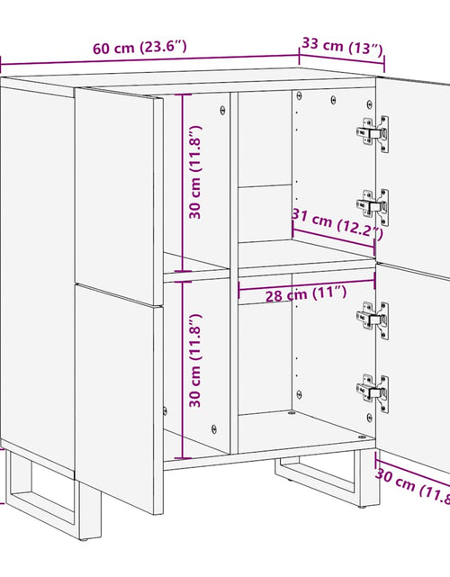 Загрузите изображение в средство просмотра галереи, Bufetă neagră 60x33x75 cm lemn masiv de mango
