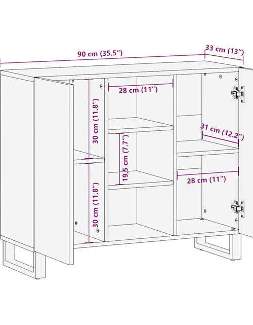 Загрузите изображение в средство просмотра галереи, Bufetă neagră 90x33x75 cm lemn masiv de mango
