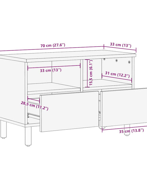 Încărcați imaginea în vizualizatorul Galerie, Dulap TV maro 70x33x46 cm lemn masiv de mango
