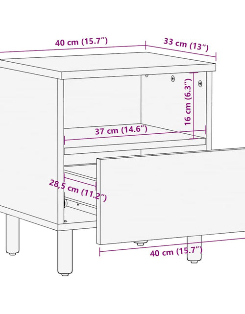 Încărcați imaginea în vizualizatorul Galerie, Noptiera maro 40x33x46 cm lemn masiv de mango
