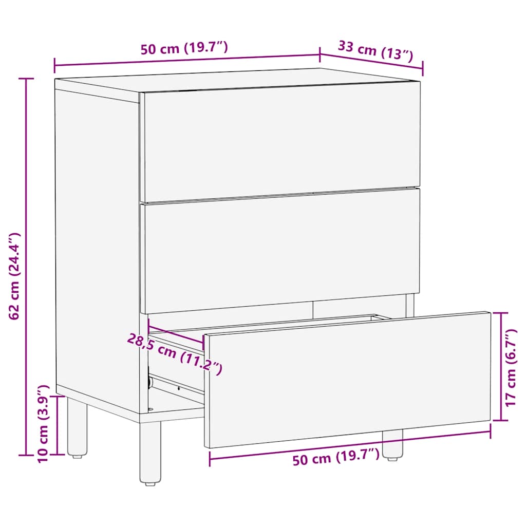 Noptiera maro 50x33x62 cm lemn masiv de mango