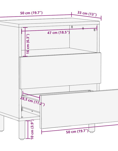 Încărcați imaginea în vizualizatorul Galerie, Noptiera maro 50x33x62 cm lemn masiv de mango
