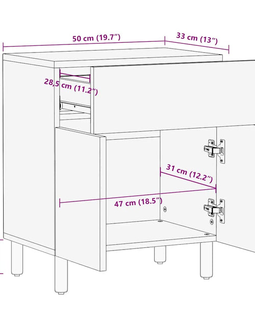 Încărcați imaginea în vizualizatorul Galerie, Noptiera maro 50x33x60 cm lemn masiv de mango
