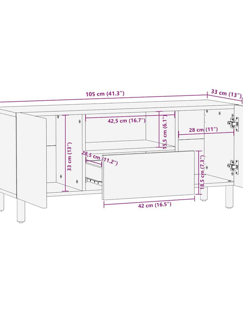 Încărcați imaginea în vizualizatorul Galerie, Dulap TV maro 105x33x46 cm lemn masiv de mango
