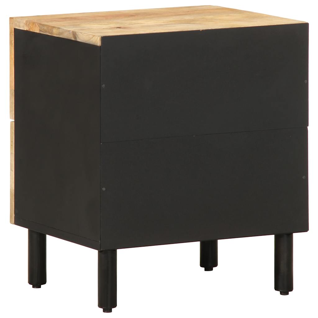 Noptiere, 2 buc., negru, 40x33,5x46 cm, lemn masiv mango brut
