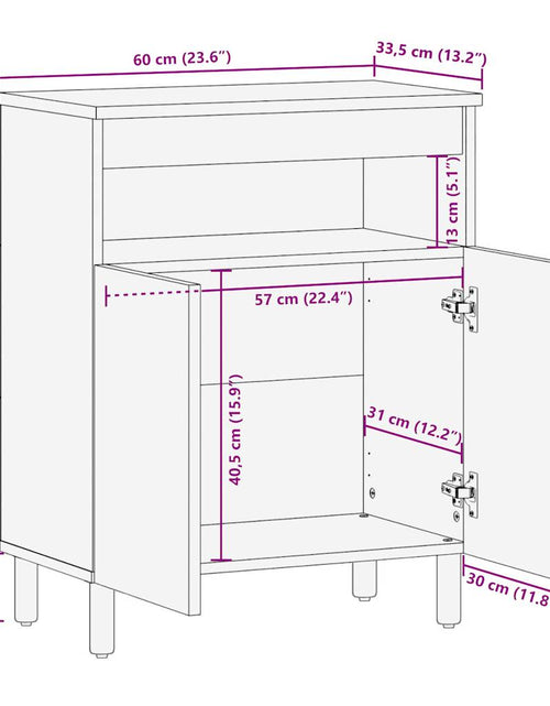Încărcați imaginea în vizualizatorul Galerie, Dulap, 60x33,5x75 cm, lemn masiv de mango brut
