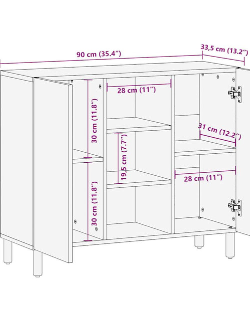 Încărcați imaginea în vizualizatorul Galerie, Dulap, 90x33,5x75 cm, lemn masiv de mango brut

