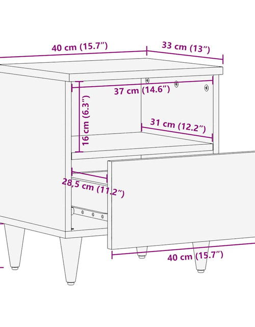 Încărcați imaginea în vizualizatorul Galerie, Noptieră, 40x33x46 cm, lemn masiv de mango
