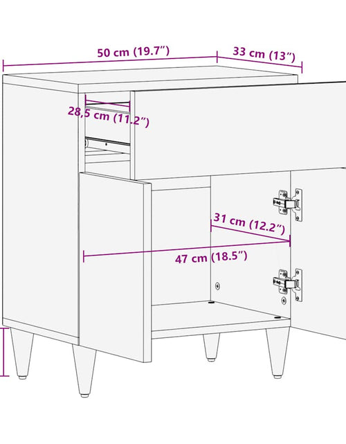 Încărcați imaginea în vizualizatorul Galerie, Noptieră, 50x33x60 cm, lemn masiv de mango
