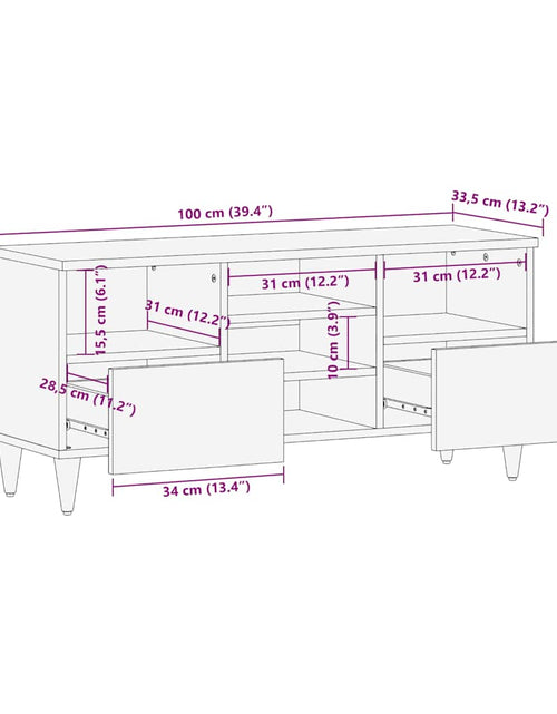 Загрузите изображение в средство просмотра галереи, Comodă TV, 100x33,5x46 cm, lemn masiv de mango
