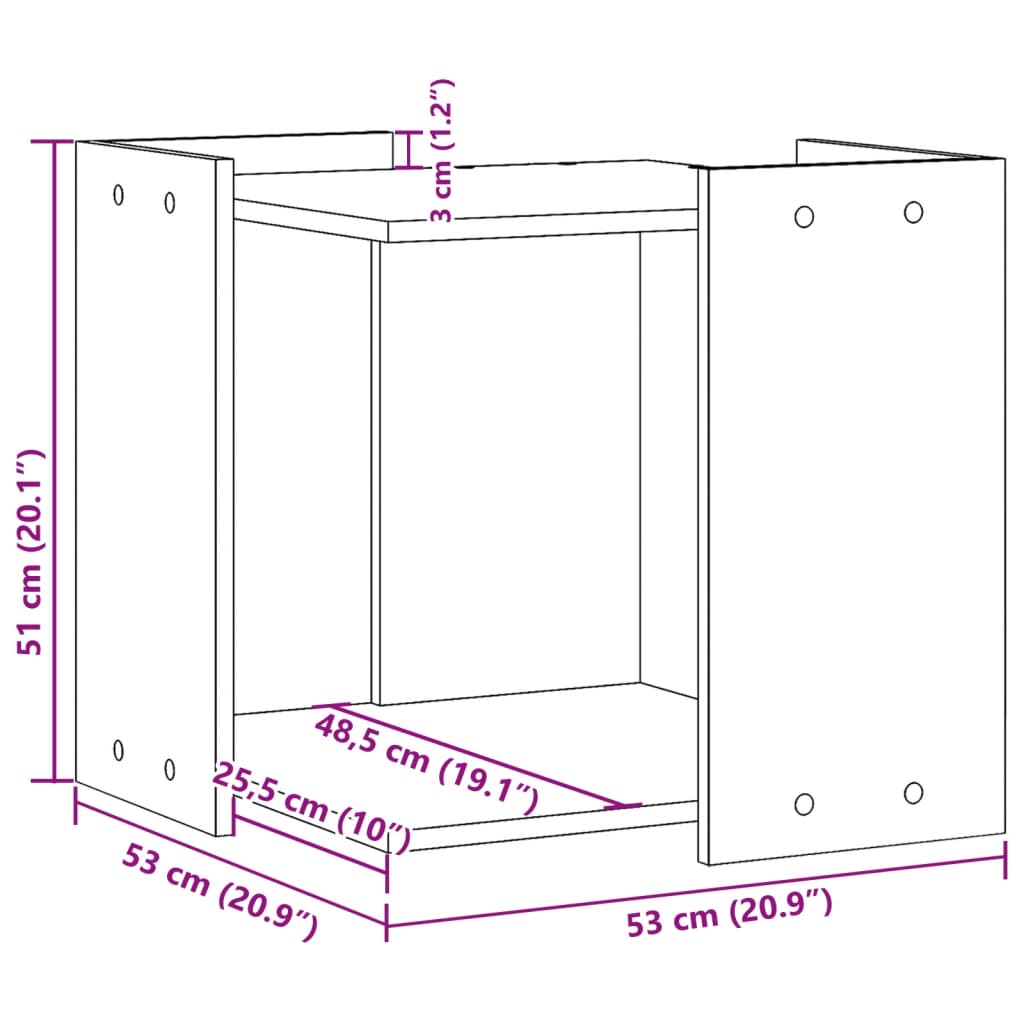 Cutie litieră pisici sonoma gri 53x53x51 cm lemn prelucrat