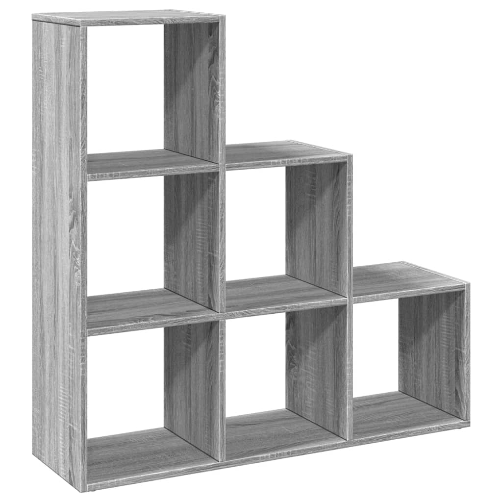 Bibliotecă/separator, 3 niveluri  gri sonoma 99x29x99 cm lemn