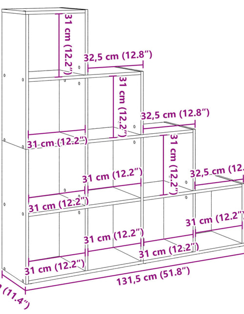 Încărcați imaginea în vizualizatorul Galerie, Bibliotecă/separator 4 niveluri, alb, 131,5x29x131,5 cm lemn
