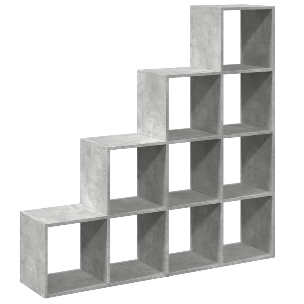 Bibliotecă/separator cameră gri beton 131,5x29x131,5 cm lemn