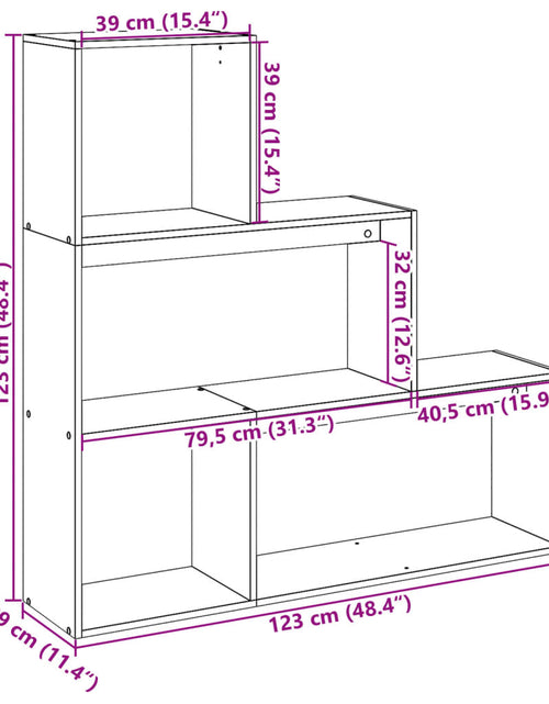 Загрузите изображение в средство просмотра галереи, Bibliotecă/separator 3 nivel stejar artizanal 123x29x123cm lemn
