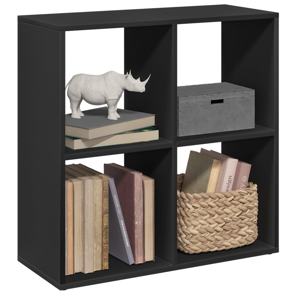 Bibliotecă/separator cameră negru 69,5x29x69,5cm lemn prelucrat