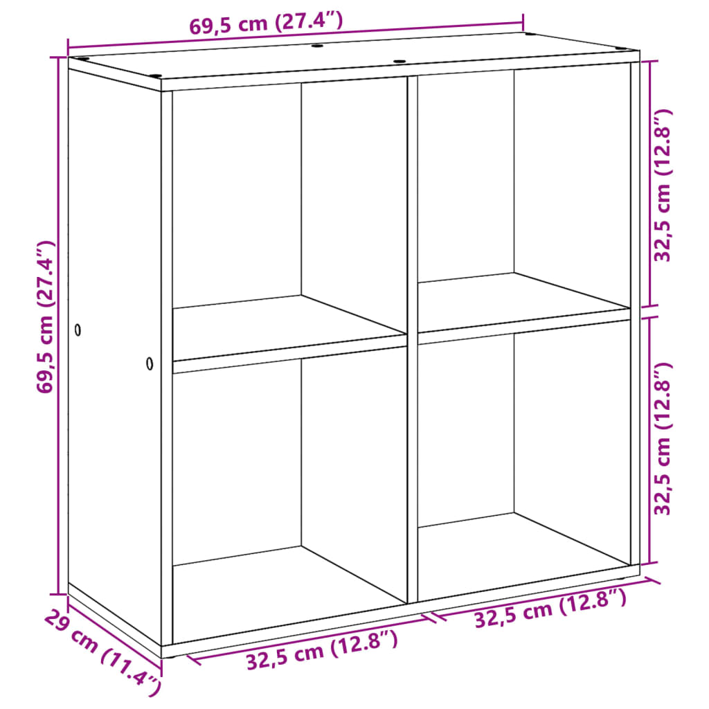 Bibliotecă/separator cameră lemn vechi 69,5x29x69,5 cm lemn