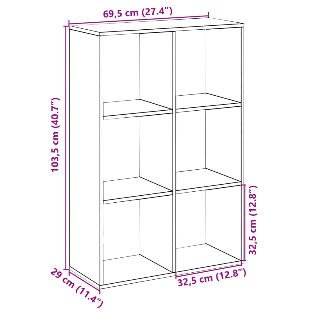 Bibliotecă/separator cameră gri beton 69,5x29x103,5 cm lemn