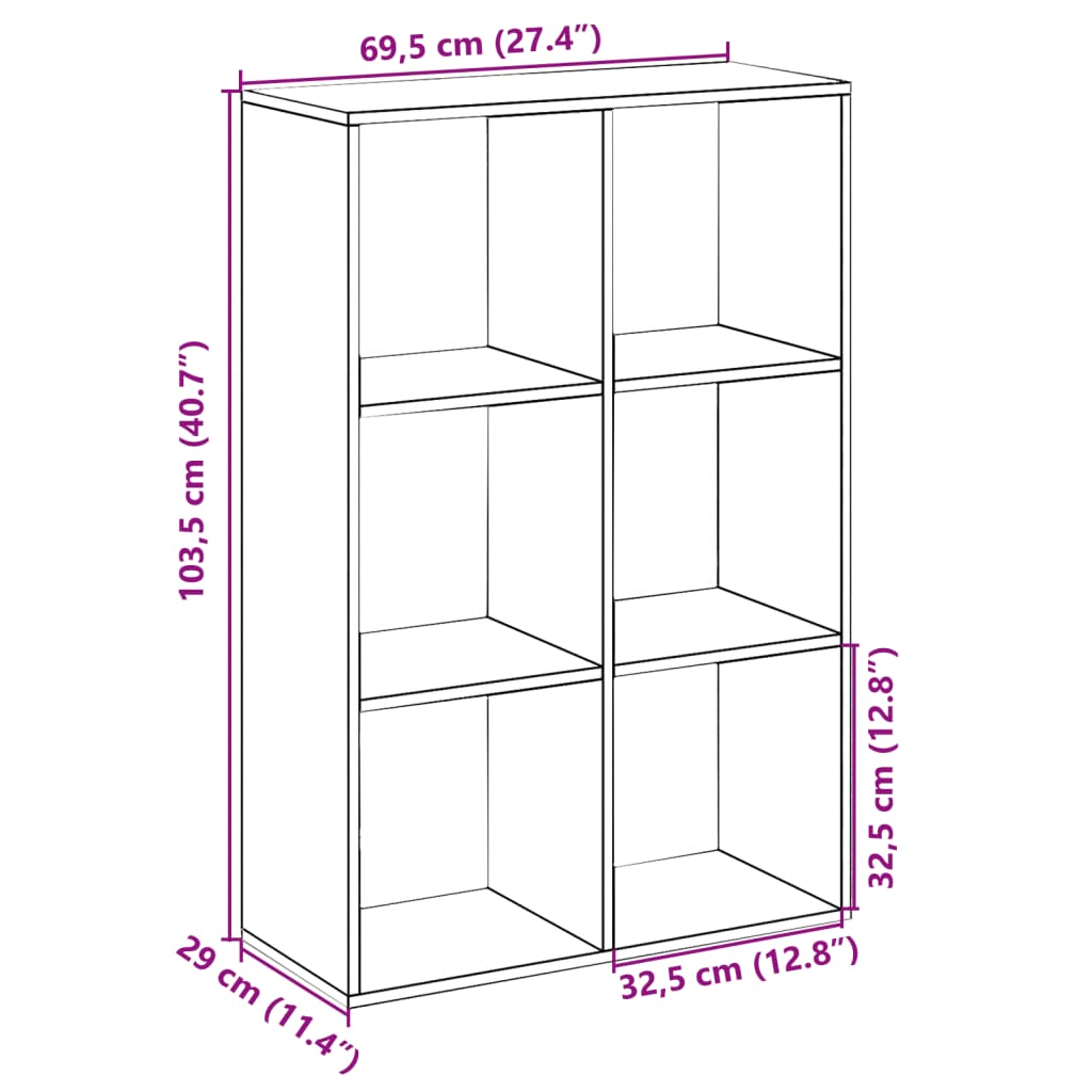 Bibliotecă/separator cameră gri sonoma 69,5x29x103,5 cm lemn