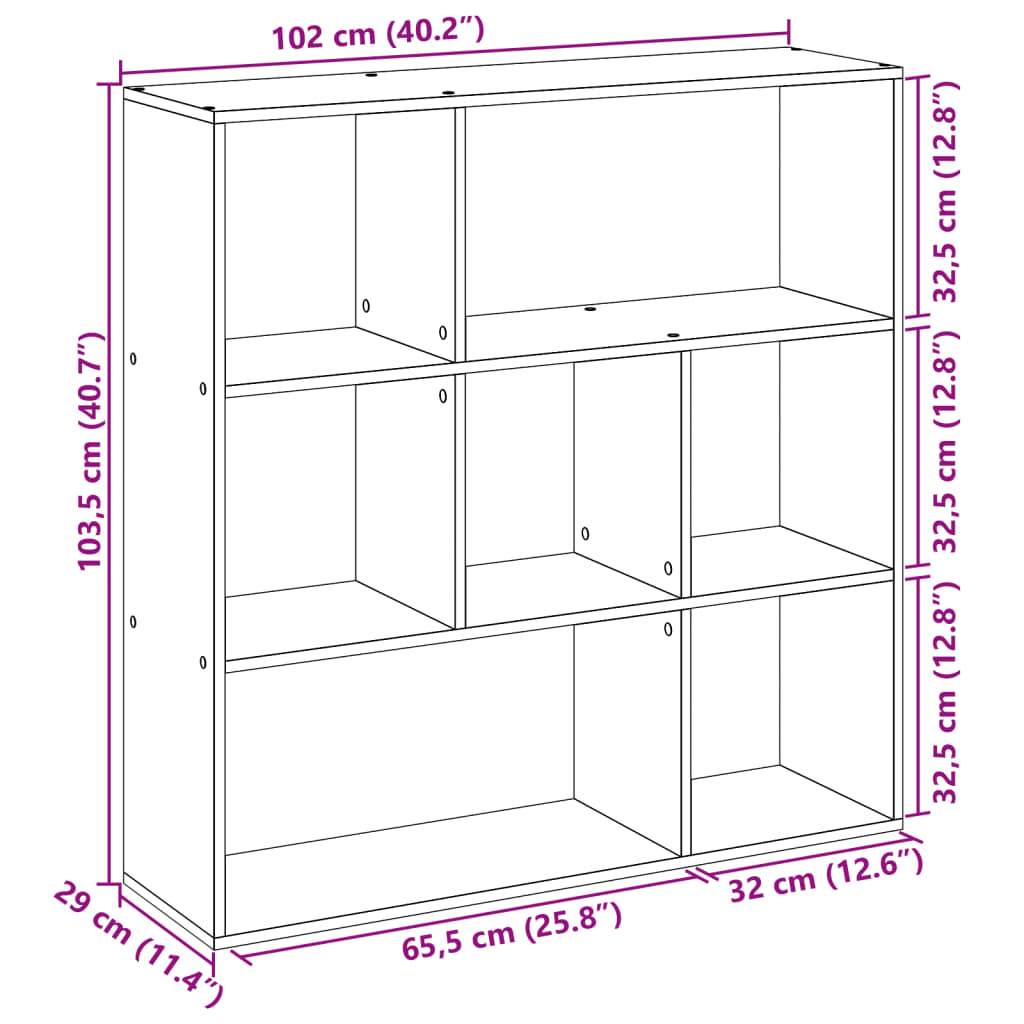 Bibliotecă/separator cameră alb 102x29x103,5 cm lemn prelucrat