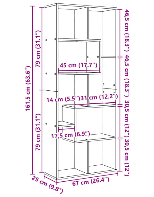 Загрузите изображение в средство просмотра галереи, Bibliotecă/separator cameră stejar fumuriu 67x25x161,5 cm lemn
