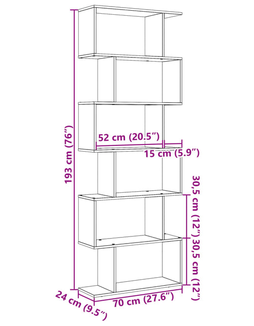 Încărcați imaginea în vizualizatorul Galerie, Bibliotecă/separator 6 niveluri stejar sonoma 70x24x193 cm lemn
