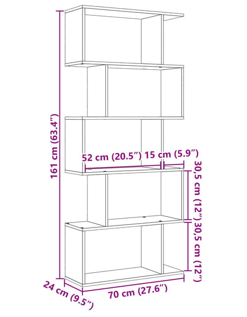 Încărcați imaginea în vizualizatorul Galerie, Bibliotecă/separator cameră 5 niveluri, alb, 70x24x161 cm, lemn
