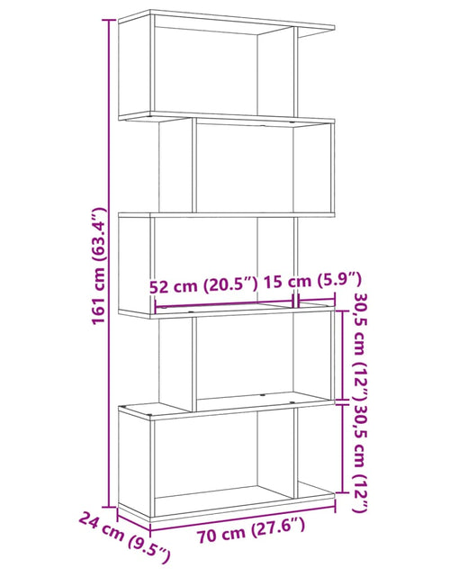 Загрузите изображение в средство просмотра галереи, Bibliotecă/separator 5 niveluri gri beton 70x24x161 cm lemn
