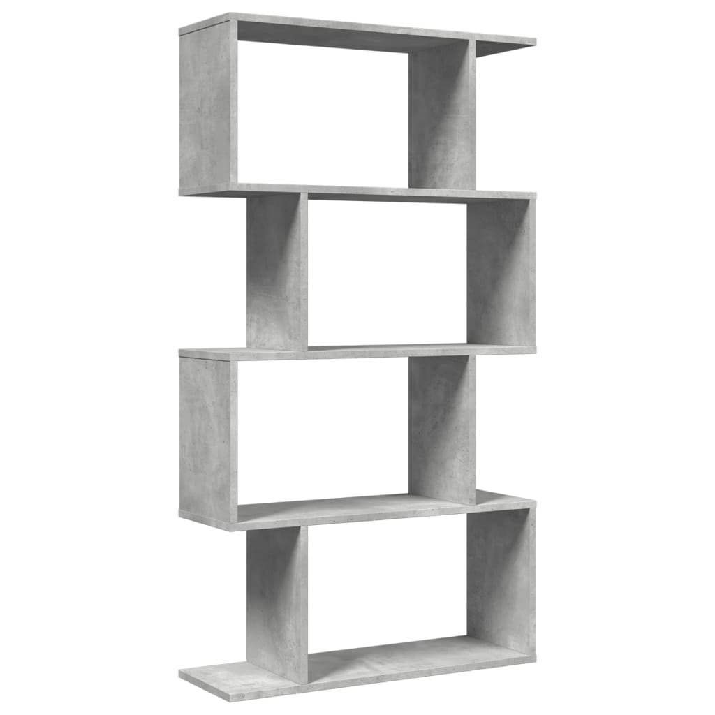 Bibliotecă/separator 4 niveluri gri beton 70x24x129cm lemn