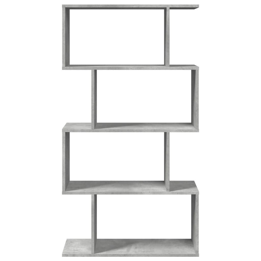 Bibliotecă/separator 4 niveluri gri beton 70x24x129cm lemn