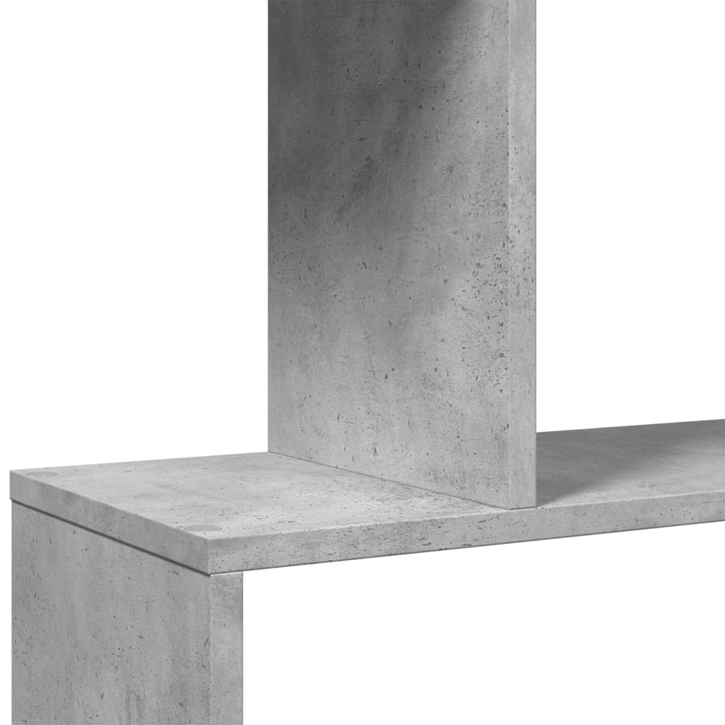 Bibliotecă/separator 4 niveluri gri beton 70x24x129cm lemn