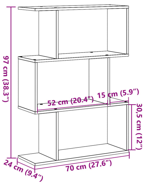 Încărcați imaginea în vizualizatorul Galerie, Bibliotecă/separator 3 niveluri lemn vechi 70x24x97 cm lemn
