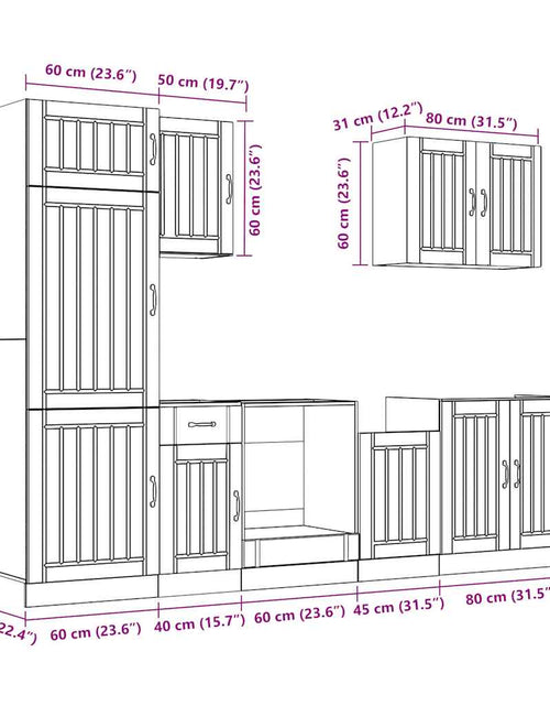 Încărcați imaginea în vizualizatorul Galerie, Set dulap de bucătărie din 7 piese „Kalmar” Lemn prelucrat alb
