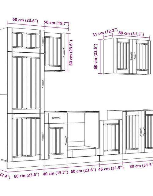 Загрузите изображение в средство просмотра галереи, Set dulap de bucătărie 7 piese „Kalmar” alb lucios Lemn
