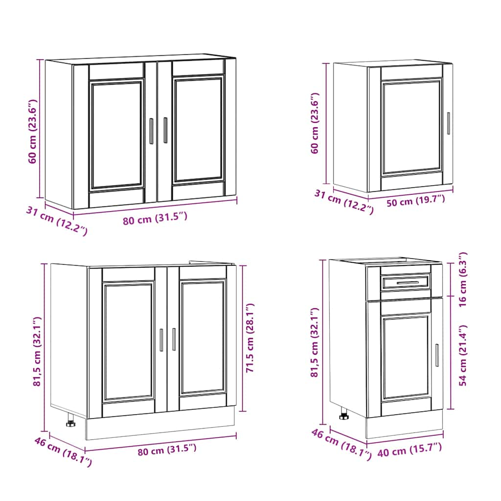 Set dulap de bucătărie din 7 piese „Kalmar” lemn stejar Sonoma