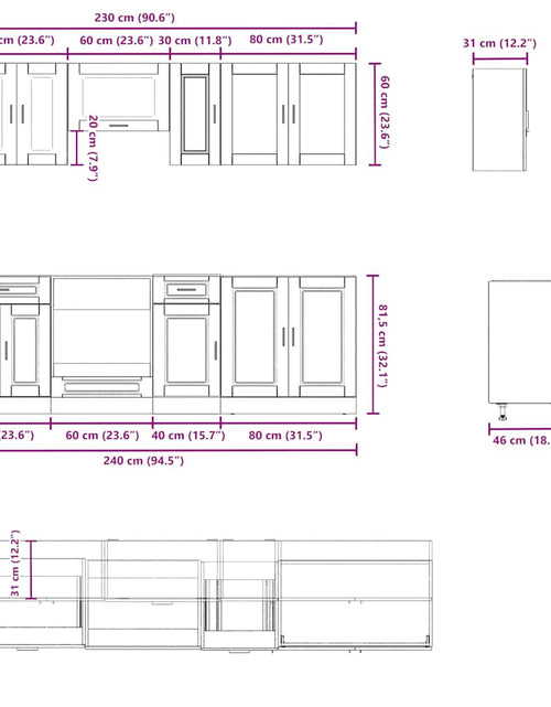 Загрузите изображение в средство просмотра галереи, Set de dulapuri de bucătărie 8 piese „Kalmar” lemn Sonoma gri
